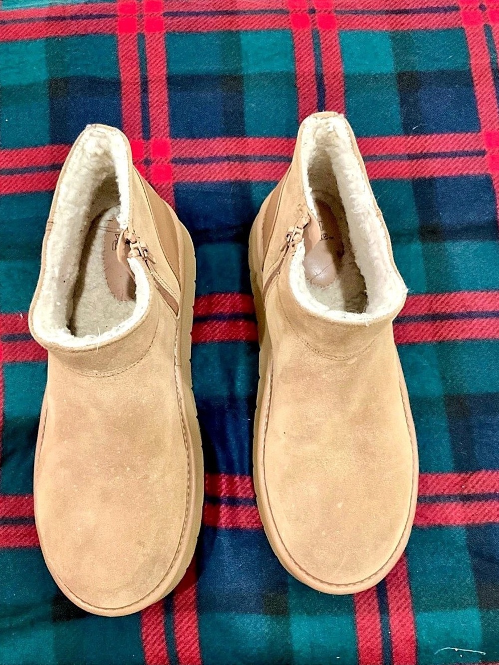 Wild Fable Tan Faux Suede Platform Ankle Boots Women's Size 10 Sherpa Lined